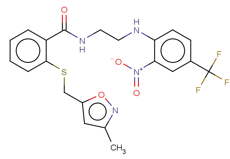 2-{[(3-methyl-1,2-oxazol-5-yl)methyl]sulfanyl}-N-(2-{[2-nitro-4-(trifluoromethyl)phenyl]amino}ethyl)benzamide