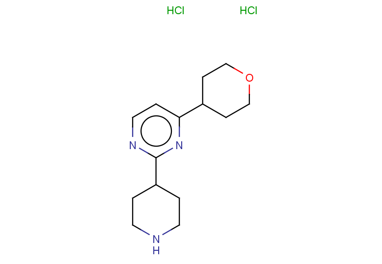 4-(oxan-4-yl)-2-(piperidin-4-yl)pyrimidine dihydrochloride