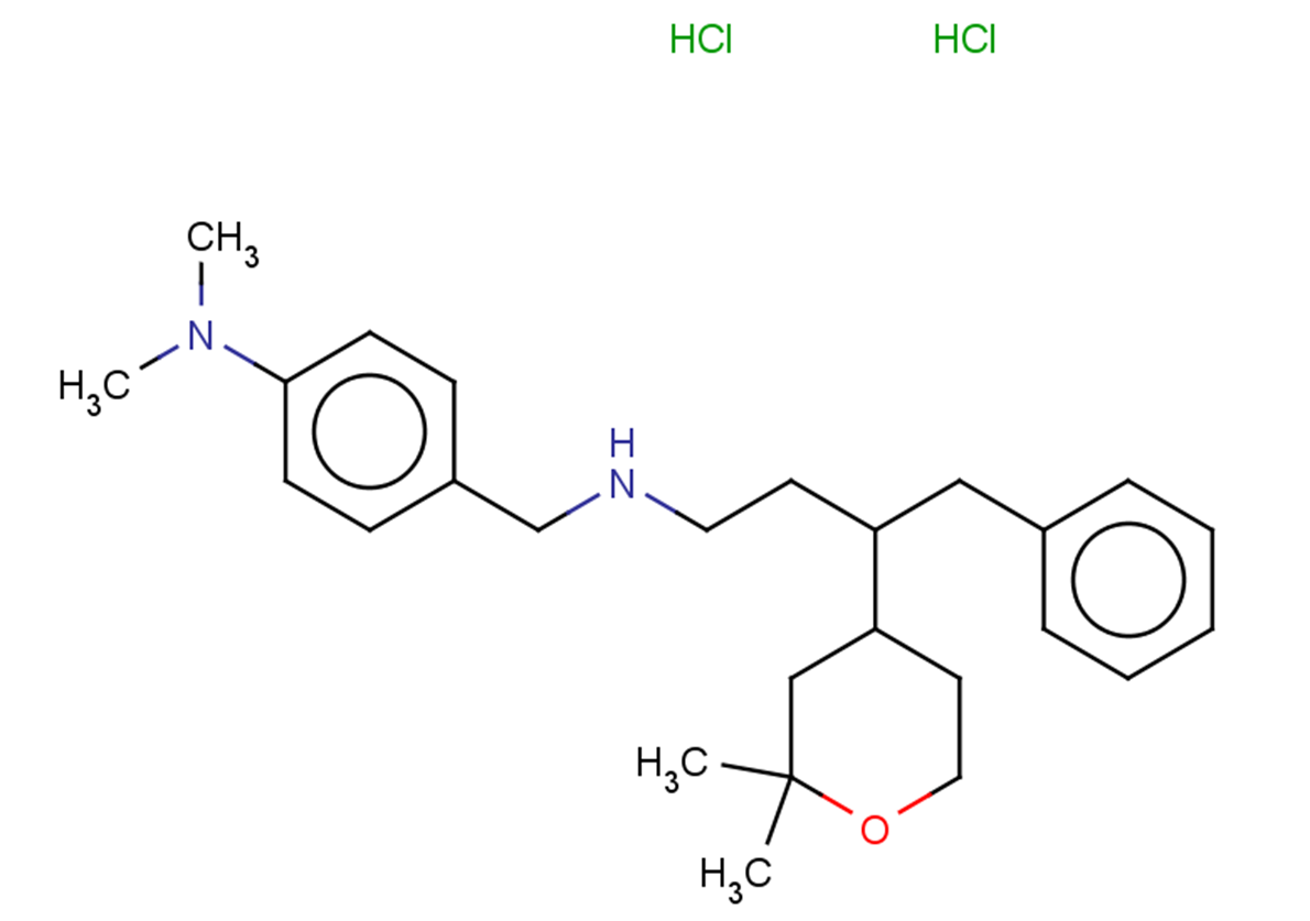 4-({[3-(2,2-dimethyloxan-4-yl)-4-phenylbutyl]amino}methyl)-N,N-dimethylaniline dihydrochloride