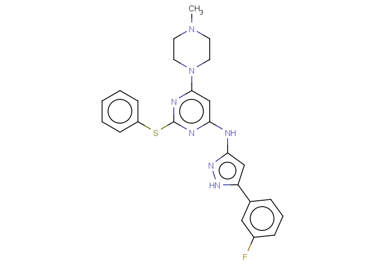 N-[5-(3-fluorophenyl)-1H-pyrazol-3-yl]-6-(4-methylpiperazin-1-yl)-2-(phenylsulfanyl)pyrimidin-4-amine