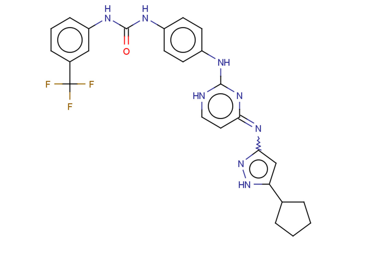 1-[4-({4-[(5-cyclopentyl-1H-pyrazol-3-yl)imino]-1,4-dihydropyrimidin-2-yl}amino)phenyl]-3-[3-(trifluoromethyl)phenyl]urea
