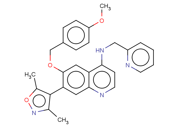 7-(dimethyl-1,2-oxazol-4-yl)-6-[(4-methoxyphenyl)methoxy]-N-(pyridin-2-ylmethyl)quinolin-4-amine