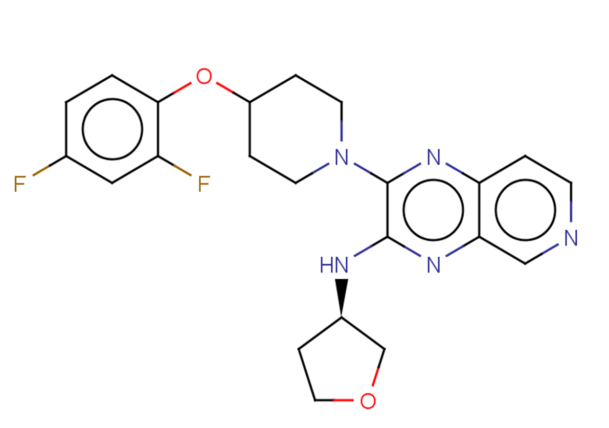 2-[4-(2,4-difluorophenoxy)piperidin-1-yl]-N-[(3R)-oxolan-3-yl]pyrido[3,4-b]pyrazin-3-amine
