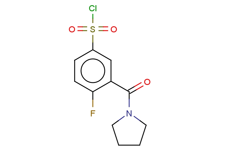 4-fluoro-3-(pyrrolidine-1-carbonyl)benzene-1-sulfonyl chloride