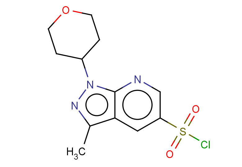 3-methyl-1-(oxan-4-yl)-1H-pyrazolo[3,4-b]pyridine-5-sulfonyl chloride
