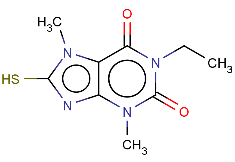 1-ethyl-3,7-dimethyl-8-sulfanyl-2,3,6,7-tetrahydro-1H-purine-2,6-dione