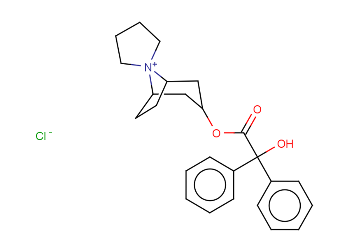 3-[(2-hydroxy-2,2-diphenylacetyl)oxy]-8$l^{5}-azaspiro[bicyclo[3.2.1]octane-8,1'-pyrrolidin]-8-ylium chloride