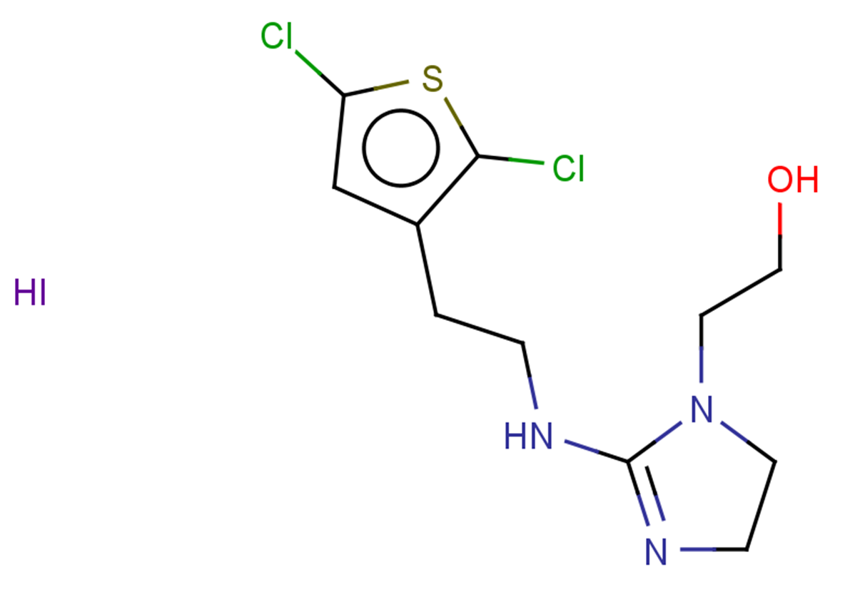 2-(2-{[2-(2,5-dichlorothiophen-3-yl)ethyl]amino}-4,5-dihydro-1H-imidazol-1-yl)ethan-1-ol hydroiodide