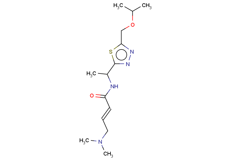 (2E)-4-(dimethylamino)-N-(1-{5-[(propan-2-yloxy)methyl]-1,3,4-thiadiazol-2-yl}ethyl)but-2-enamide
