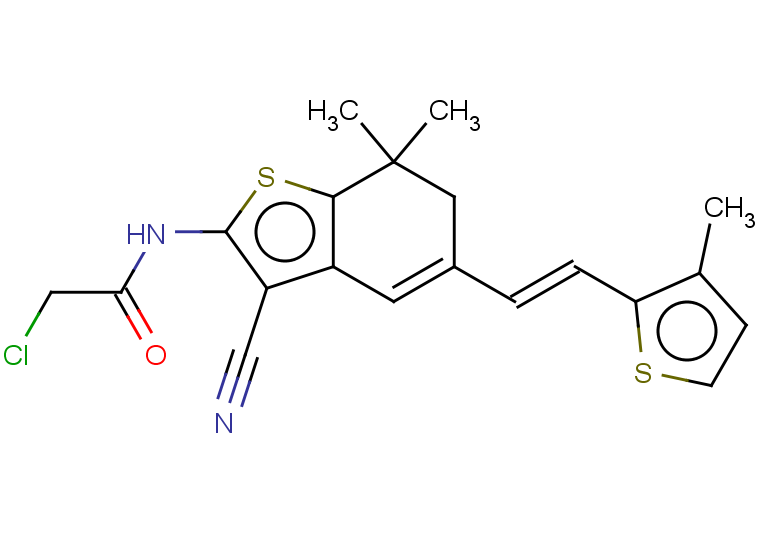 2-chloro-N-{3-cyano-7,7-dimethyl-5-[(E)-2-(3-methylthiophen-2-yl)ethenyl]-6,7-dihydro-1-benzothiophen-2-yl}acetamide