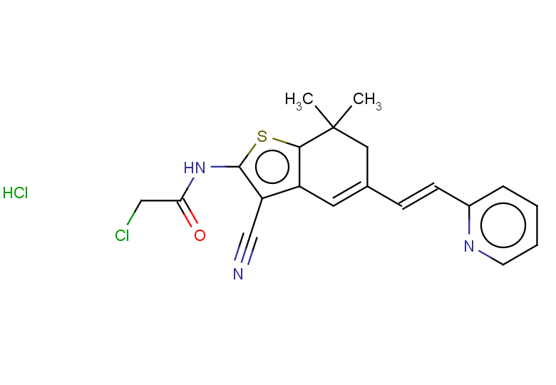 2-chloro-N-{3-cyano-7,7-dimethyl-5-[(1E)-2-(pyridin-2-yl)ethenyl]-6,7-dihydro-1-benzothiophen-2-yl}acetamide hydrochloride