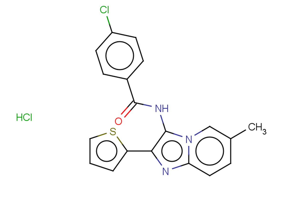 4-chloro-N-[6-methyl-2-(thiophen-2-yl)imidazo[1,2-a]pyridin-3-yl]benzamide hydrochloride
