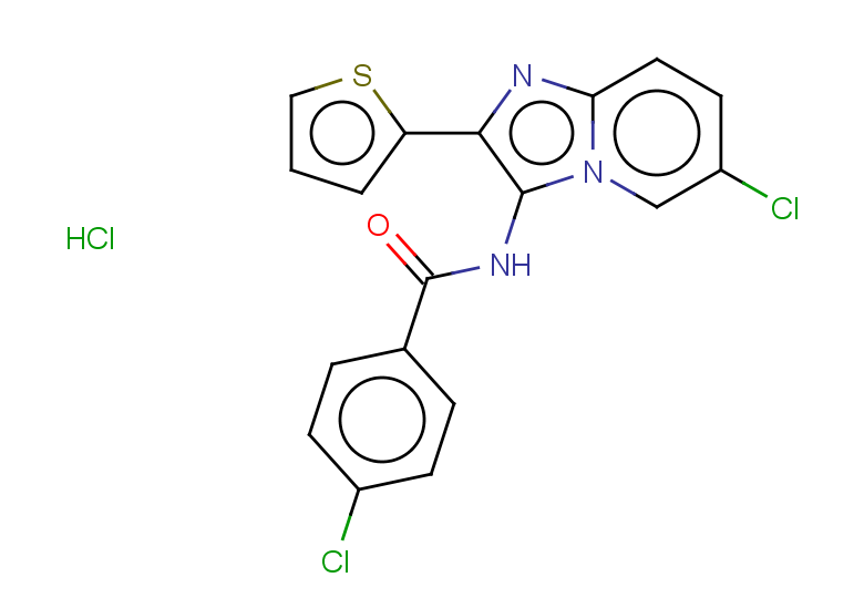 4-chloro-N-[6-chloro-2-(thiophen-2-yl)imidazo[1,2-a]pyridin-3-yl]benzamide hydrochloride