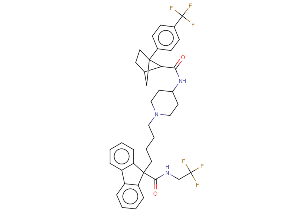 N-(2,2,2-trifluoroethyl)-9-[4-(4-{1-[4-(trifluoromethyl)phenyl]bicyclo[2.1.1]hexane-5-amido}piperidin-1-yl)butyl]-9H-fluorene-9-carboxamide