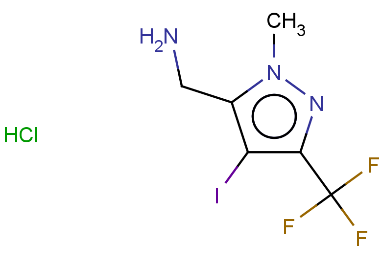 [4-iodo-1-methyl-3-(trifluoromethyl)-1H-pyrazol-5-yl]methanamine hydrochloride