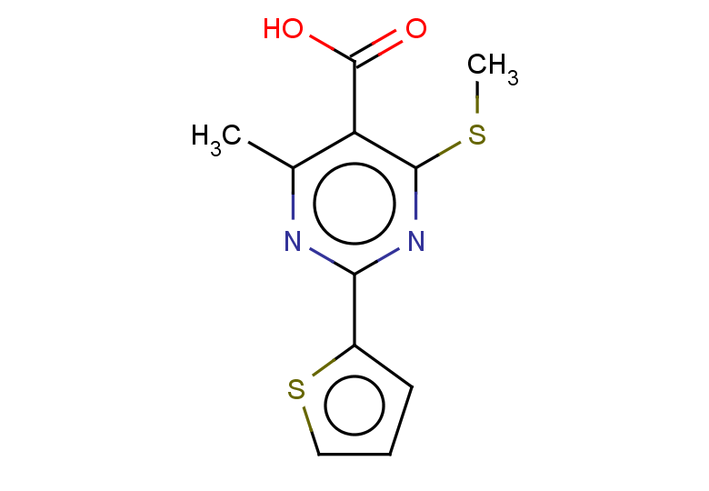 4-methyl-6-(methylsulfanyl)-2-(thiophen-2-yl)pyrimidine-5-carboxylic acid