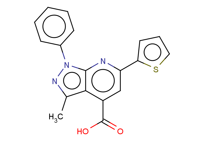 3-methyl-1-phenyl-6-(thiophen-2-yl)-1H-pyrazolo[3,4-b]pyridine-4-carboxylic acid