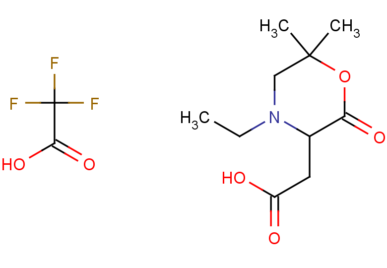 2-(4-ethyl-6,6-dimethyl-2-oxomorpholin-3-yl)acetic acid, trifluoroacetic acid