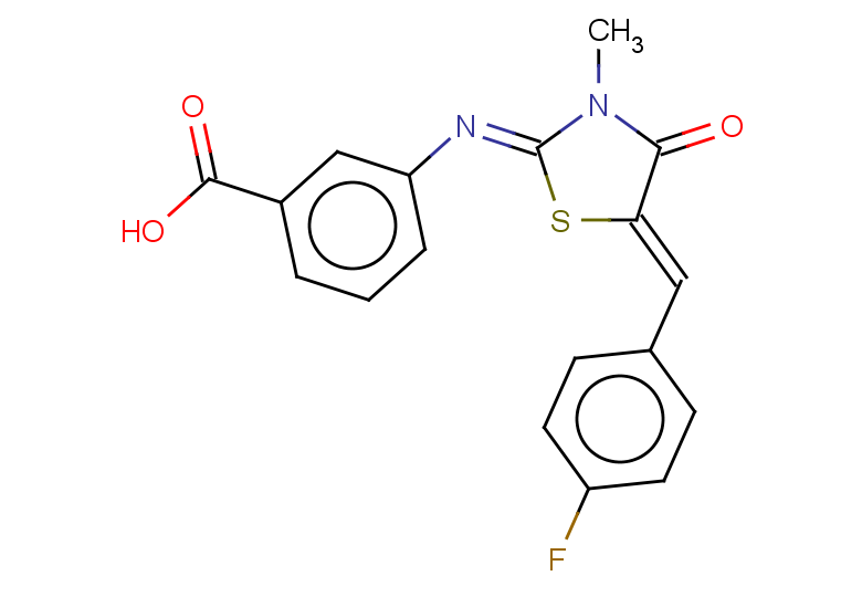 3-{[(2Z,5Z)-5-[(4-fluorophenyl)methylidene]-3-methyl-4-oxo-1,3-thiazolidin-2-ylidene]amino}benzoic acid