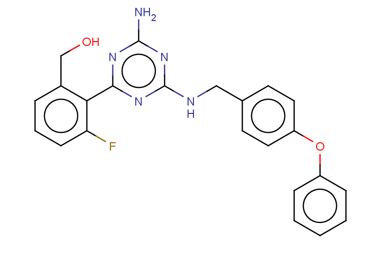 [2-(4-amino-6-{[(4-phenoxyphenyl)methyl]amino}-1,3,5-triazin-2-yl)-3-fluorophenyl]methanol