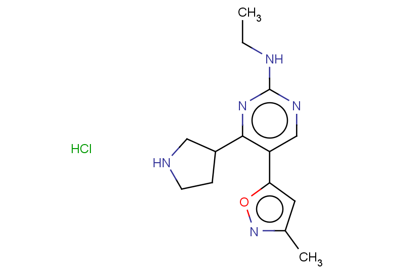 N-ethyl-5-(3-methyl-1,2-oxazol-5-yl)-4-(pyrrolidin-3-yl)pyrimidin-2-amine hydrochloride