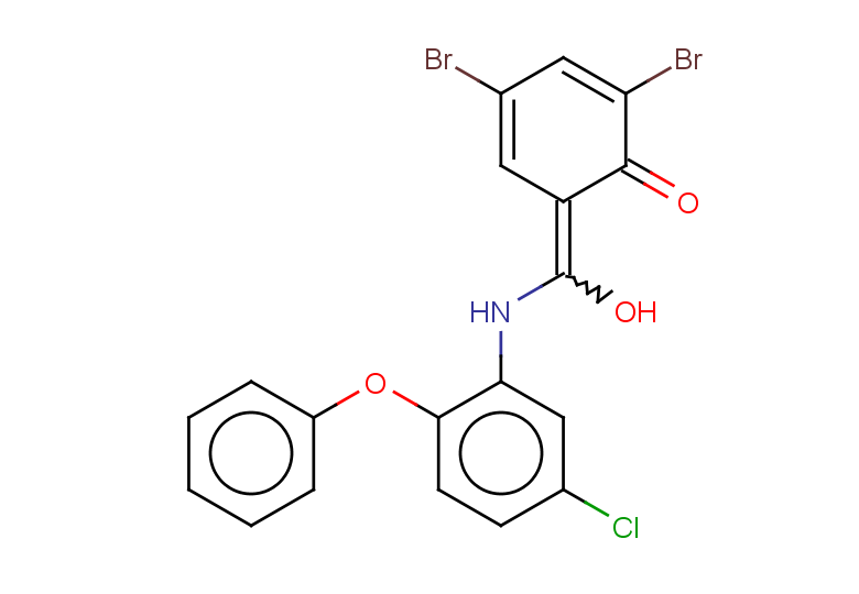 2,4-dibromo-6-{[(5-chloro-2-phenoxyphenyl)amino](hydroxy)methylidene}cyclohexa-2,4-dien-1-one