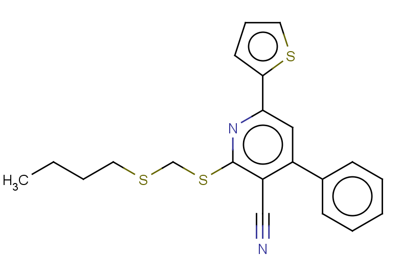 2-{[(butylsulfanyl)methyl]sulfanyl}-4-phenyl-6-(thiophen-2-yl)pyridine-3-carbonitrile