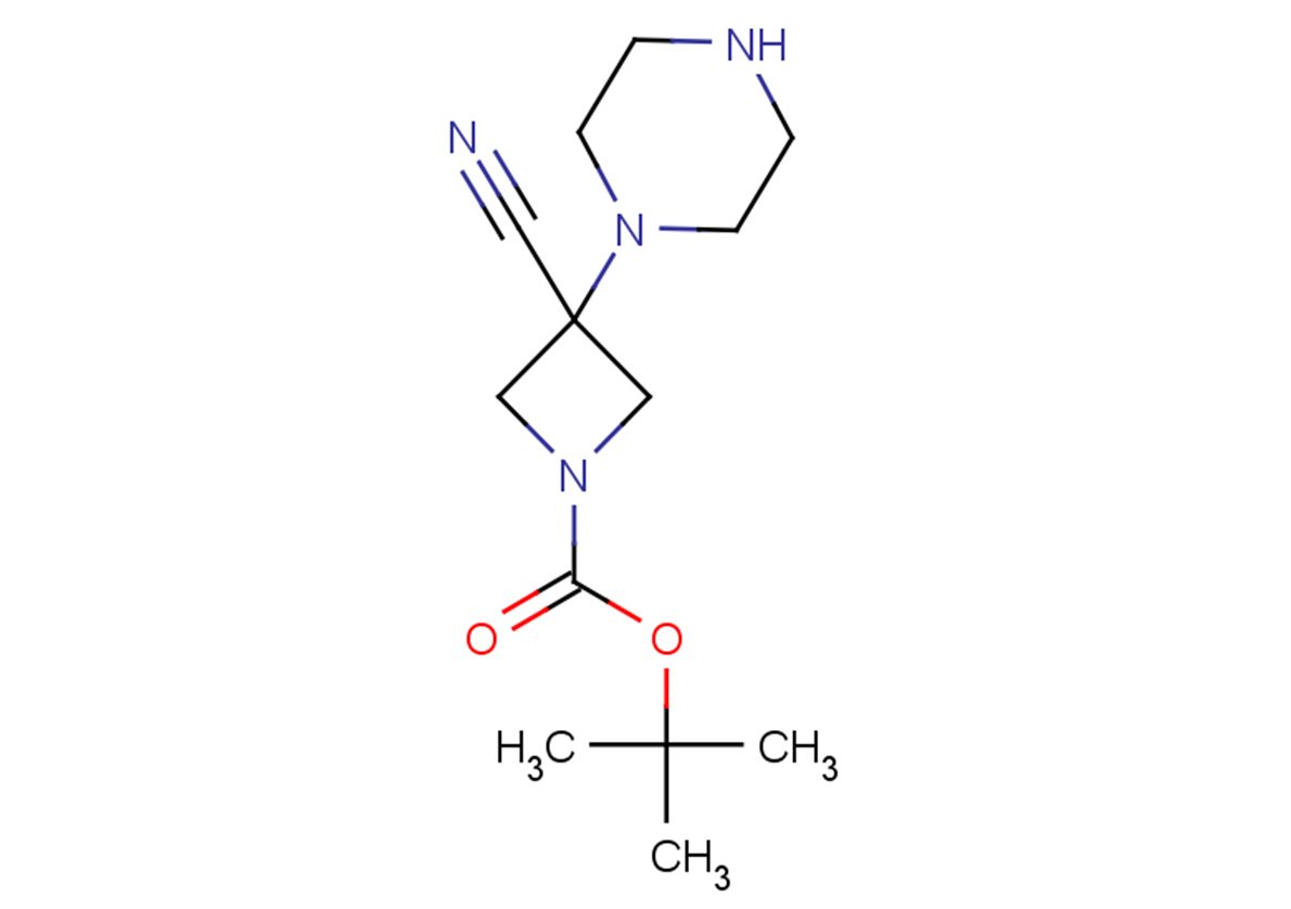 tert-butyl 3-cyano-3-(piperazin-1-yl)azetidine-1-carboxylate
