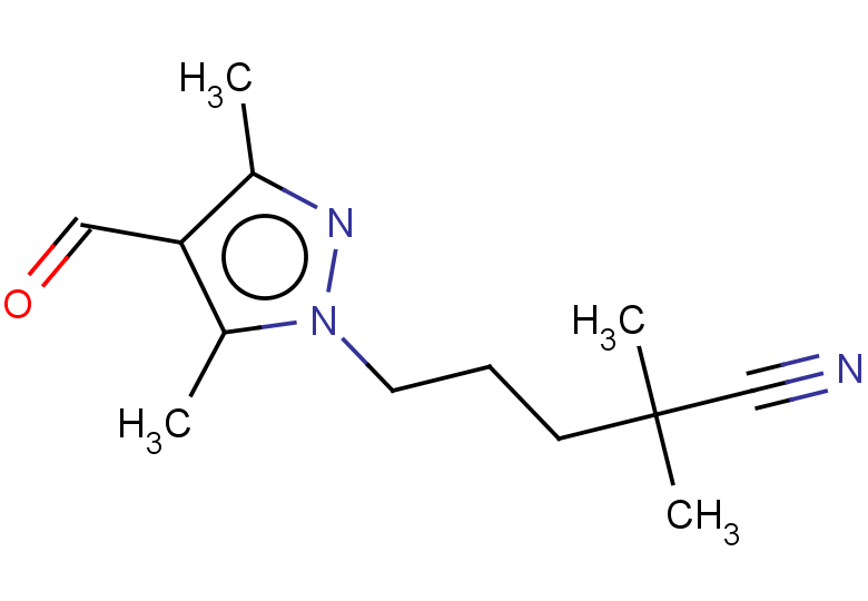 5-(4-formyl-3,5-dimethyl-1H-pyrazol-1-yl)-2,2-dimethylpentanenitrile
