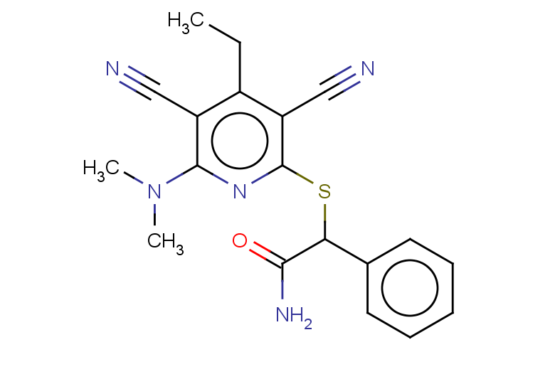 2-{[3,5-dicyano-6-(dimethylamino)-4-ethylpyridin-2-yl]sulfanyl}-2-phenylacetamide