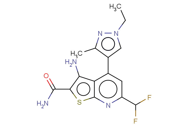 3-amino-6-(difluoromethyl)-4-(1-ethyl-3-methyl-1H-pyrazol-4-yl)thieno[2,3-b]pyridine-2-carboxamide