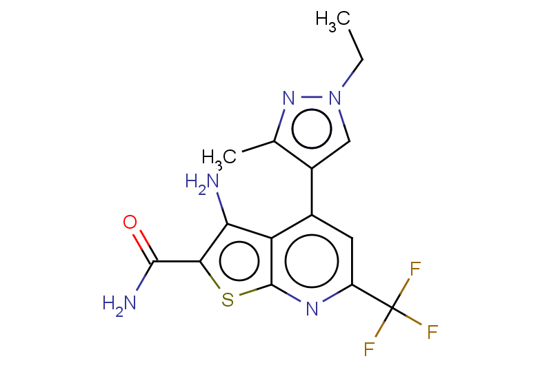 3-amino-4-(1-ethyl-3-methyl-1H-pyrazol-4-yl)-6-(trifluoromethyl)thieno[2,3-b]pyridine-2-carboxamide