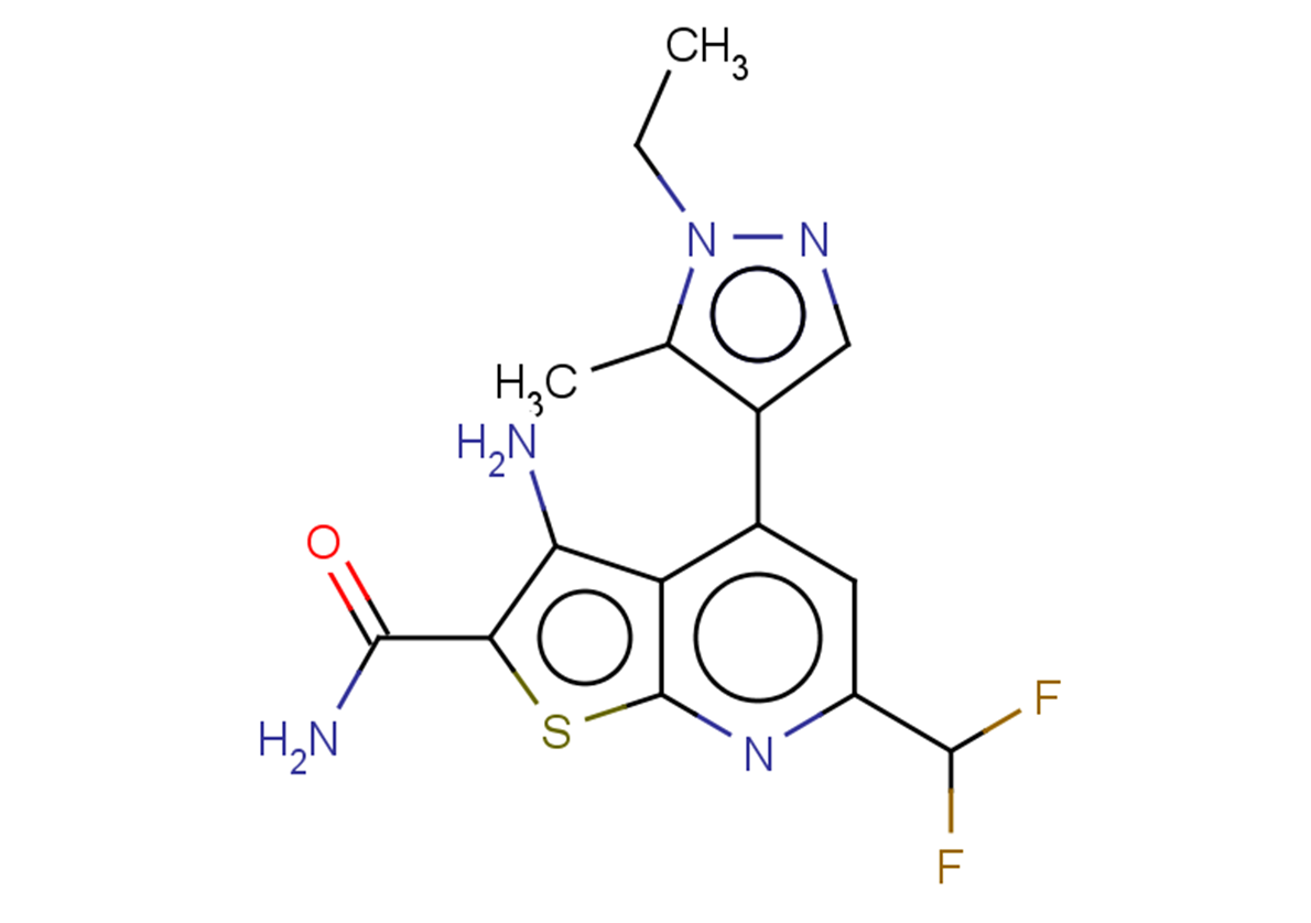 3-amino-6-(difluoromethyl)-4-(1-ethyl-5-methyl-1H-pyrazol-4-yl)thieno[2,3-b]pyridine-2-carboxamide