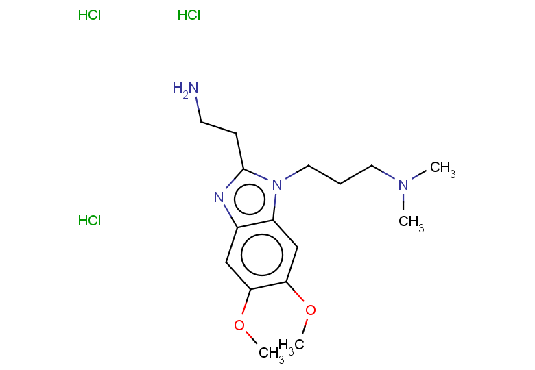 2-{1-[3-(dimethylamino)propyl]-5,6-dimethoxy-1H-1,3-benzodiazol-2-yl}ethan-1-amine trihydrochloride