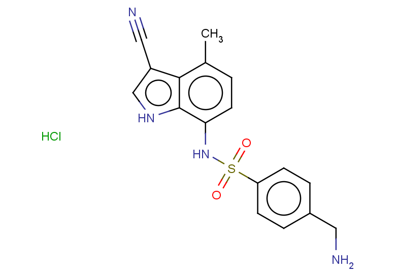 4-(aminomethyl)-N-(3-cyano-4-methyl-1H-indol-7-yl)benzene-1-sulfonamide hydrochloride