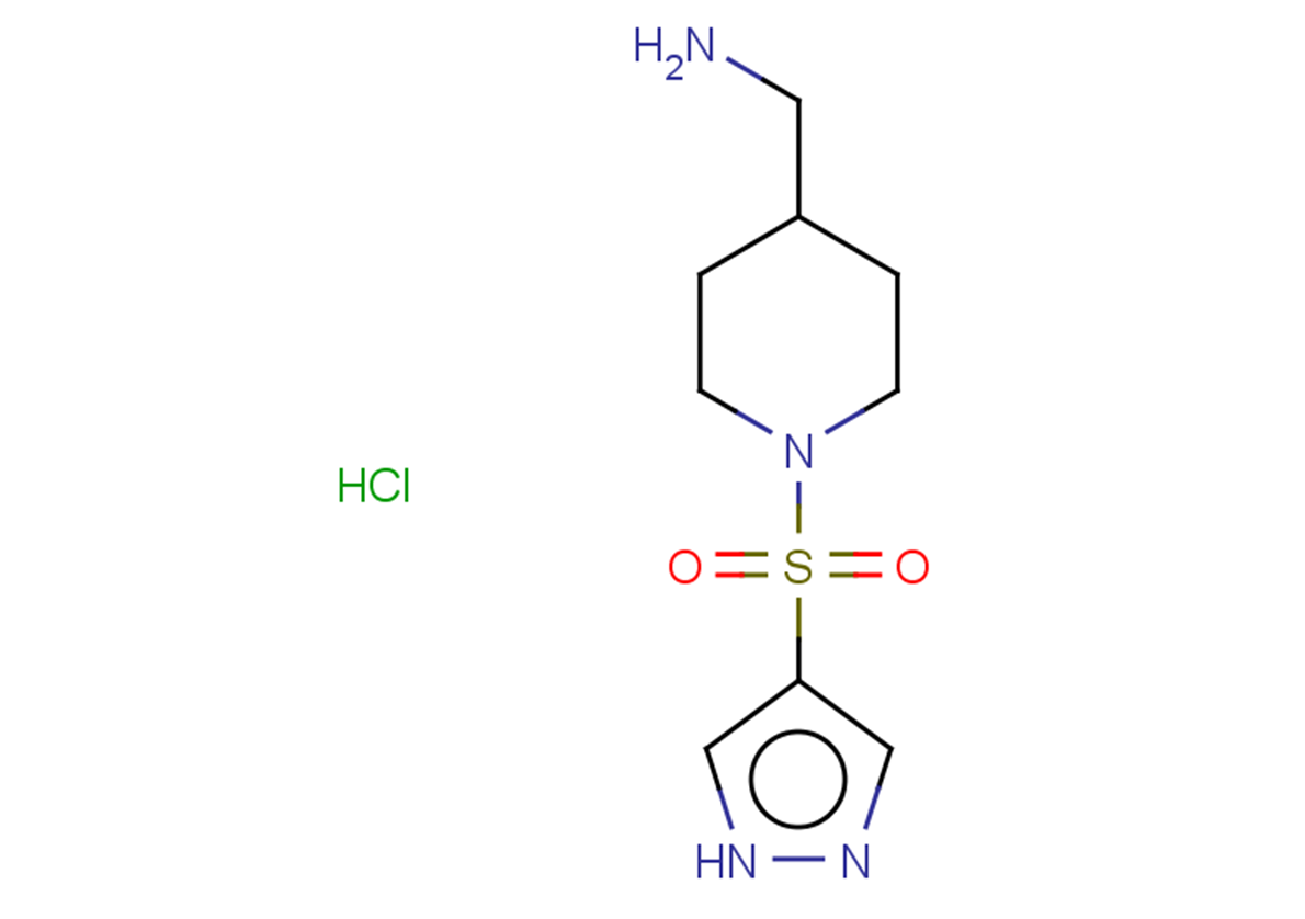 1-[1-(1H-pyrazole-4-sulfonyl)piperidin-4-yl]methanamine hydrochloride