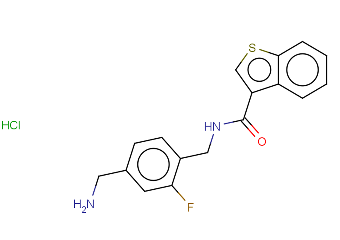 N-{[4-(aminomethyl)-2-fluorophenyl]methyl}-1-benzothiophene-3-carboxamide hydrochloride
