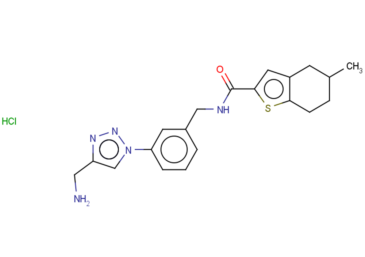 N-({3-[4-(aminomethyl)-1H-1,2,3-triazol-1-yl]phenyl}methyl)-5-methyl-4,5,6,7-tetrahydro-1-benzothiophene-2-carboxamide hydrochloride