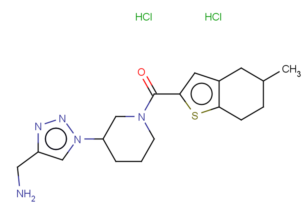 1-{1-[1-(5-methyl-4,5,6,7-tetrahydro-1-benzothiophene-2-carbonyl)piperidin-3-yl]-1H-1,2,3-triazol-4-yl}methanamine dihydrochloride