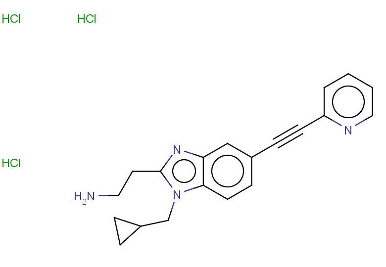 2-[1-(cyclopropylmethyl)-5-[2-(pyridin-2-yl)ethynyl]-1H-1,3-benzodiazol-2-yl]ethan-1-amine trihydrochloride