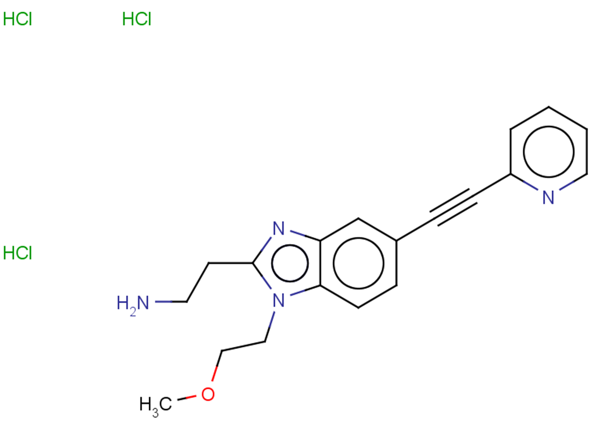 2-[1-(2-methoxyethyl)-5-[2-(pyridin-2-yl)ethynyl]-1H-1,3-benzodiazol-2-yl]ethan-1-amine trihydrochloride