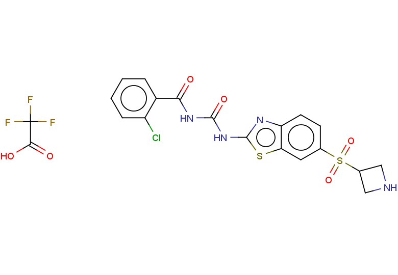 2,2,2-trifluoroacetic acid; 3-[6-(azetidine-3-sulfonyl)-1,3-benzothiazol-2-yl]-1-[(2-chlorophenyl)carbonyl]urea