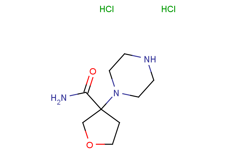 3-(piperazin-1-yl)oxolane-3-carboxamide dihydrochloride