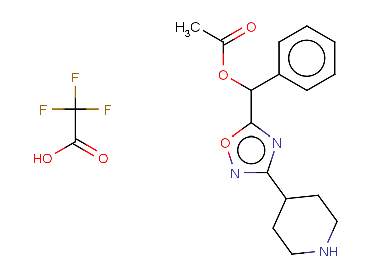 2,2,2-trifluoroacetic acid; phenyl[3-(piperidin-4-yl)-1,2,4-oxadiazol-5-yl]methyl acetate