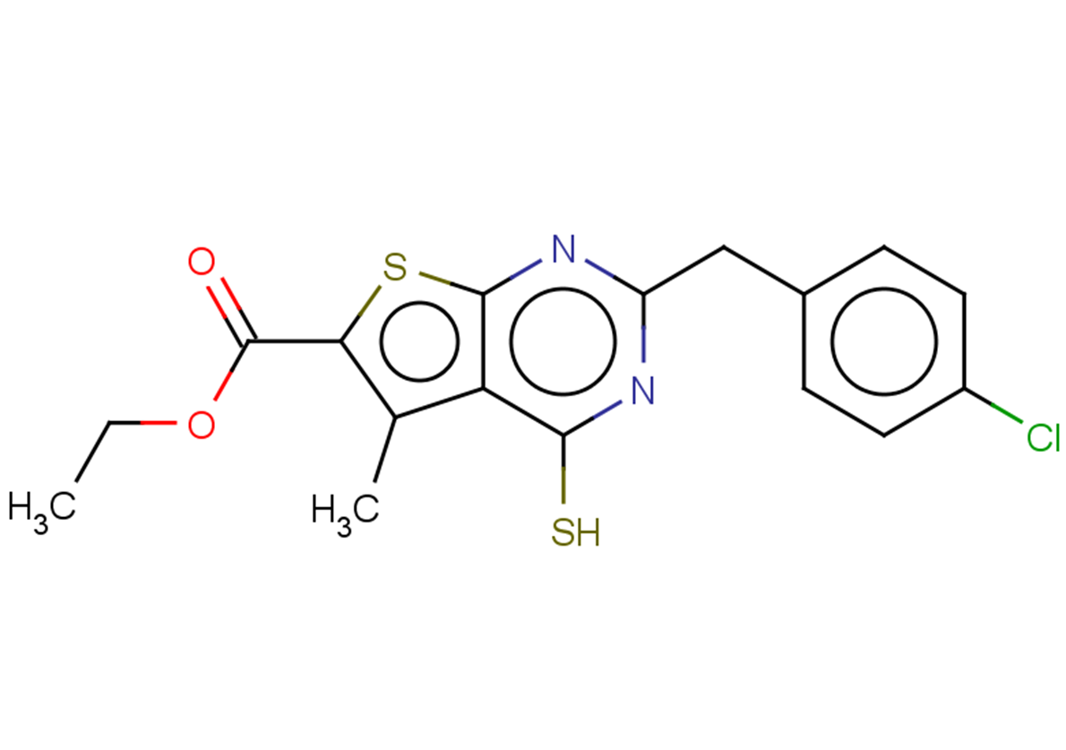 ethyl 2-[(4-chlorophenyl)methyl]-5-methyl-4-sulfanylthieno[2,3-d]pyrimidine-6-carboxylate