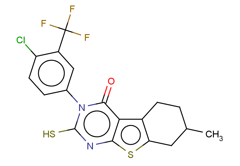 4-[4-chloro-3-(trifluoromethyl)phenyl]-11-methyl-5-sulfanyl-8-thia-4,6-diazatricyclo[7.4.0.0,2,7]trideca-1(9),2(7),5-trien-3-one