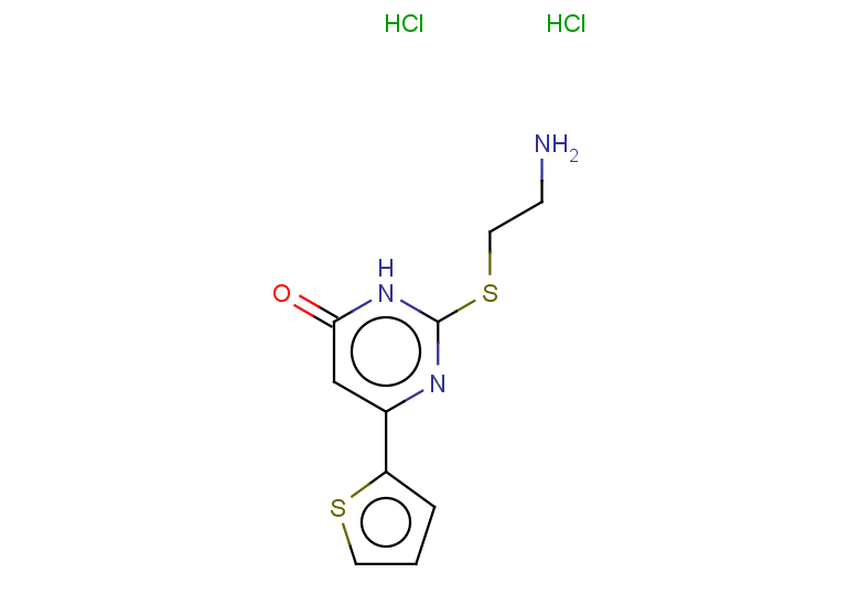 2-[(2-aminoethyl)sulfanyl]-6-(thiophen-2-yl)-3,4-dihydropyrimidin-4-one dihydrochloride
